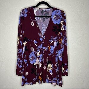 Free People Bella Wine color Floral Top size M